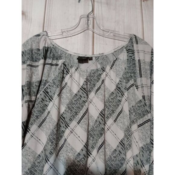 Elle McCarthy Shirt Ladies 1x Black White Bell Sleeve Round Neck - Picture 3 of 8